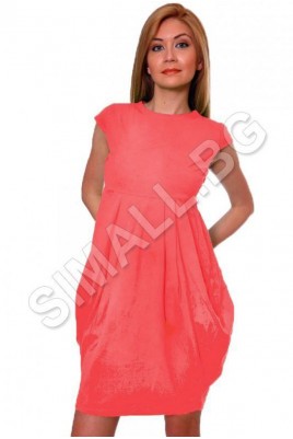 Дамска рокля тип балон с къс ръкав